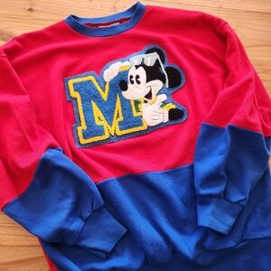 Vintage Disney Sunday Comics Mickey Mouse Patch Colorblock Crewneck - L/XL